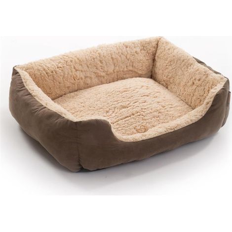 Hundebett Hundekissen Hundekorb Haustierbett Hundesofa Decke Dunkelbraun/Beige 75x60x19 cm (1/5)