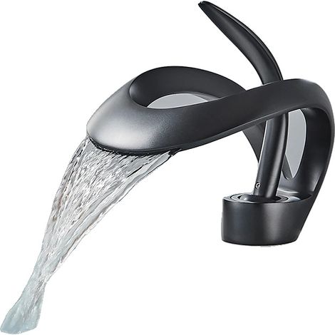 Robinet de lavabo, à poignée unique, monté sur le plan de travail, Noir Mat (1/2)