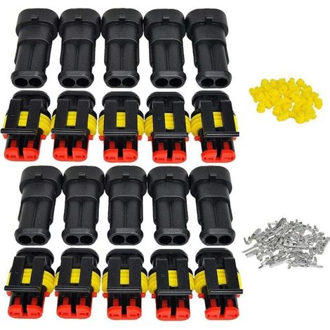 Waterproof Connector 12V, Waterproof Electrical Connector Plug Male and Female 1.5mm Terminals, Electrical Wire Connector(2 Pin 10 Pack) (1/3)