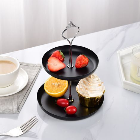 Support À Gâteaux Double Étage - En Métal Fer - Pour Cupcakes Et Desserts - Usage Polyvalent Fêtes Et Décoration Table - 1 Pièce (1/3)