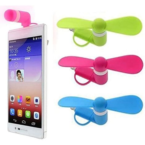 Confezione da tre ventole per cellulari, adatte a iPhone e telefoni Android, mini ventole USB, ventole portatili regolabili e rotanti, adatte anche per laptop, colore rosa e blu. (1/5)