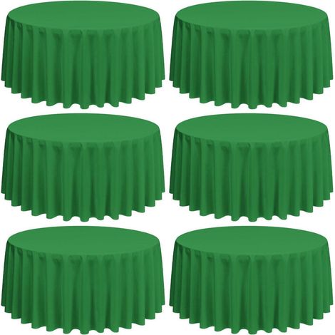6er Pack grüne runde Tischdecken 228 cm, waschbar, flecken- & knitterfrei