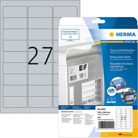 HERMA 4222 etiqueta autoadhesiva Plata Rectángulo redondeado Permanente 675 pieza(s) (1/3)