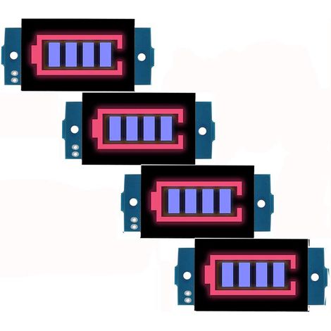 4 Stück 1S 3,7V Akku-Kapazitätsanzeiger mit blauer LED-Anzeige für 1S Li-Ionen-Akkus, Lithium-Akku-Kapazitätsanzeigemodul