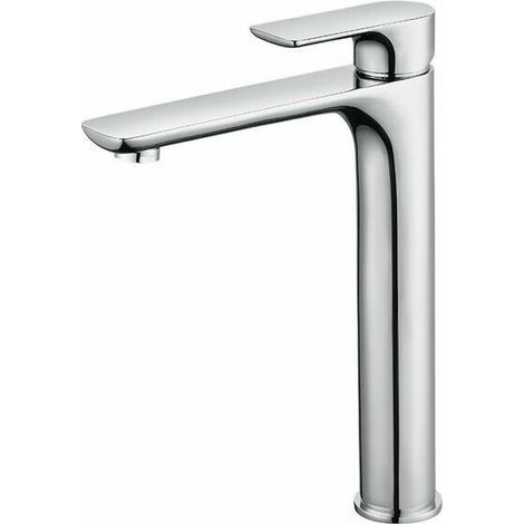 Designer-Waschtischarmatur mit hohem Auslauf, großer Chrom-Badezimmer-Wasserhahn mit abnehmbarem Luftsprudler, Messing-Waschtischarmatur, großer Badezimmer-Wasserhahn (1/5)