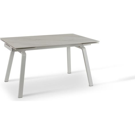 Dylan – Ausziehbarer Tisch (140/200 x 80 cm) aus weißer Keramik (1/5)