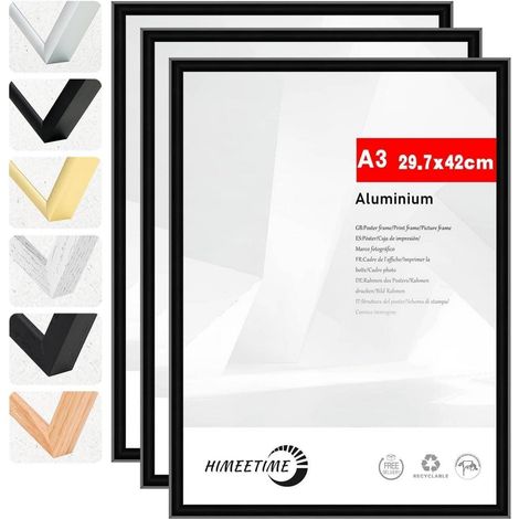 Bilderrahmen A3 29,7x42cm Schwarz Metall Schwarz A3(29,7x42cm) 3x (1/5)