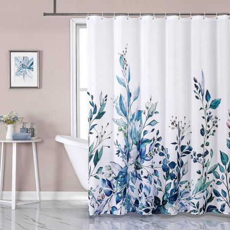 Rideau de douche fleuri imperméable, tissu polyester séchage rapide, anti-moisissure, décor salle de bain, 180x180cm, 1 pièce (1/5)