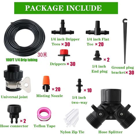 Kit Arrosage Automatique Jardin - Système Brumisation et Goutte-à-Goutte avec Têtes d'Irrigation Réglables pour Fleurs, Plantes et Serre