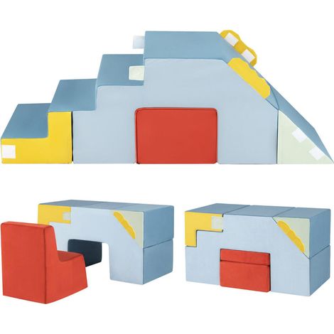 Facile à déplacer et à ranger, blocs en mousse enfant 3 en 1 avec toboggan, escalier et tunnel (1/5)