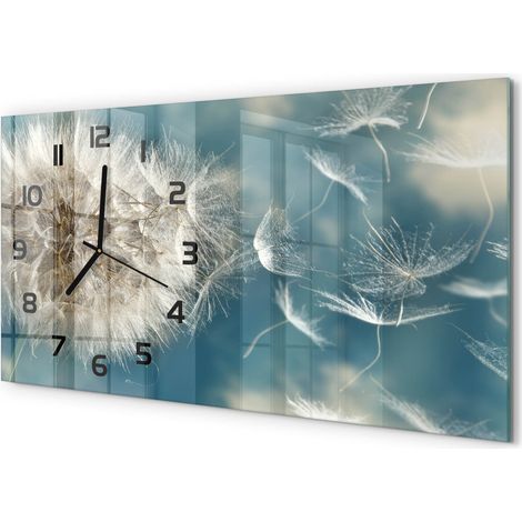 Horloge Murale Salle à Manger 60x30 cm Verre Trempé Design Contemporain Pissenlit (1/5)