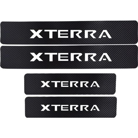 (Noir et blanc,Xterra) Protection de seuil de porte pour Nissan Pathfinder,Note,Kicks,370Z,March - Autocollant de bienvenue en vinyle imitation fibre de carbone 4D (4 pièces) (1/3)