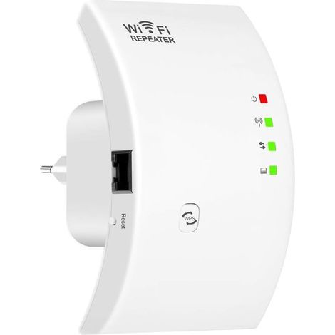 Repetidor WiFi inalámbrico, extensor de señal WiFi, punto de acceso con puerto Ethernet, configuración fácil, blanco (1/5)
