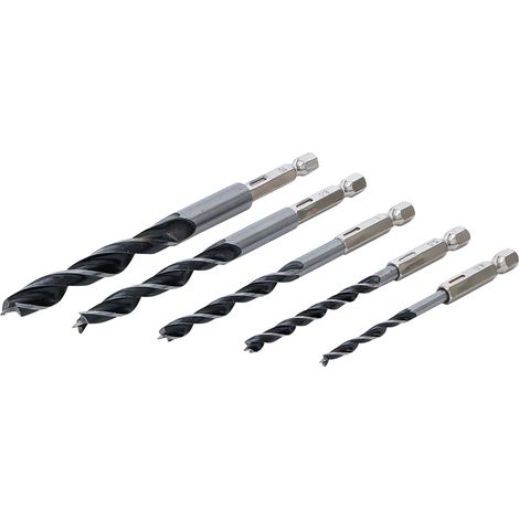 Juego de brocas para madera  4 - 10 mm  Hexagonal  5 piezas (1/3)