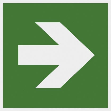 Metafranc Hinweisschild Pfeil gerade 150 x 150 mm nachtleuchtend Warnschilder