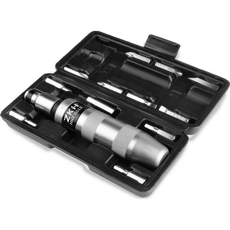 Tournevis a Frapper 13 PCS Jeu de Tournevis à Percussion Embout Visseuse, Durable, Haute Résistance, Bonne Ténacité Commutation Rapide vers l'Avant et l'Arrière Automobile, Construction (1/5)