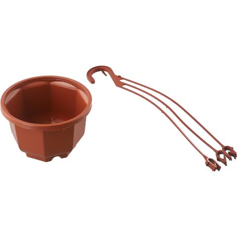 Paniers suspendus en plastique avec crochets amovibles, jardinières marron pour balcon et jardin (1/5)