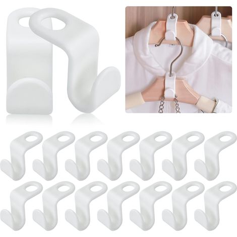Crochets de Connecteur de Cintre de Vêtements Connecteurs de Cintre Peu Encombrants Crochets de Connexion pour Cintre Clip de Suspension de Connexion pour Armoires Salle de Bain 100Pcs (1/5)