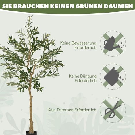 Olivier artificiel, plante décorative verte, 150 cm, 720 feuilles, 40 olives, pot stable inclus, arbre artificiel réaliste pour intérieur et extérieur (1/5)