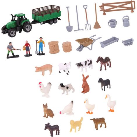 Figurina di animale da fattoria in plastica, trattore, giocattolo