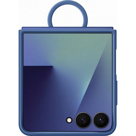 Coque en silicone avec anneau selfie Bleu nuit pour Samsung Galaxy Z Flip 7