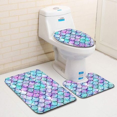 Ensemble de tapis de bain antidérapants 3 pièces avec tapis de toilette et tapis de contour (1/5)