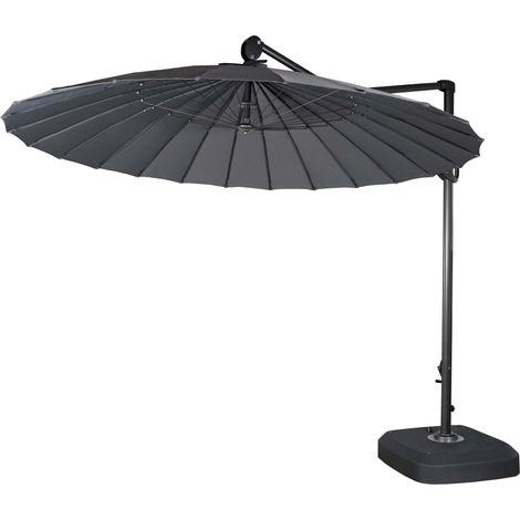 Ampelschirm HHG-136, Sonnenschirm mit Ständer/Schutzhülle, drehbar rollbar Ø 2,8m Polyester Alu/Stahl 25kg anthrazit