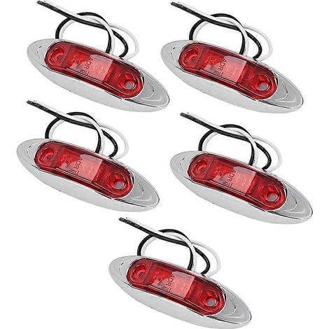5 Stück 10-30V 3LED Seitenmarkierungsleuchten Auto-Blinker Begrenzungsleuchten (Rot)