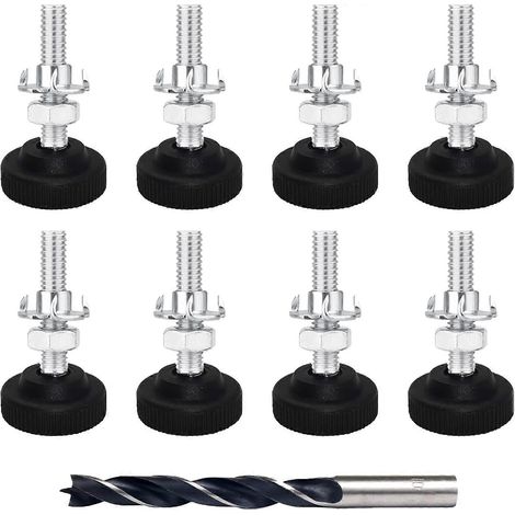 Verstellbare Schrankbeine, Möbelfüße, 8 Stück verstellbare Nivellierfüße M8 x 30 mm, verstellbare Tischbeine für Möbel mit Metallbohrer (Größe: 8 Stück M8 x 50 mm)