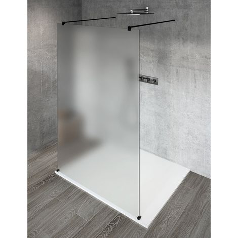 VARIO BLACK Panneau de douche monobloc en verre, à poser, verre mat, 700 mm (1/5)