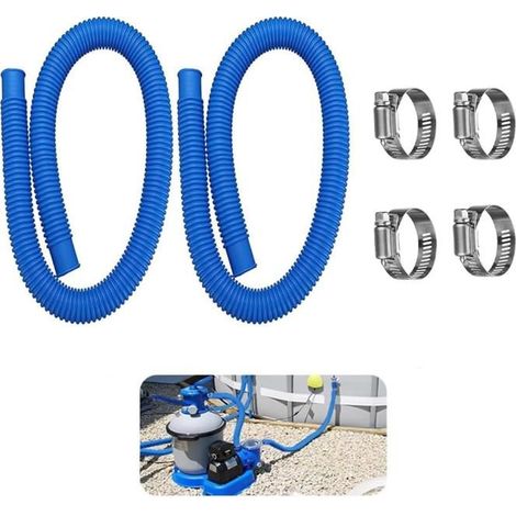 Tuyau Piscine 32mm, 2Pcs Tuyau de Rechange pour Pompe de Piscine, Tuyau Piscines Hors Sol pour Intex 330, 530 et 1000 GPH, 1.5m/59in (1/5)