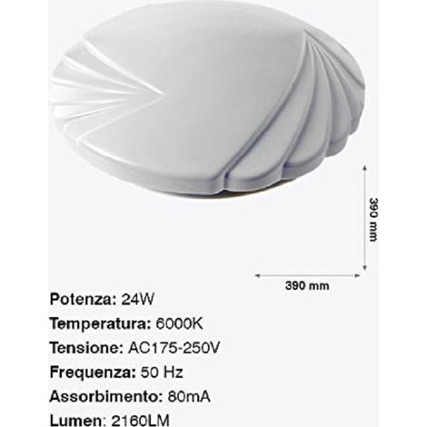Trade Shop - Plafoniera Da Soffitto Faretto Led 24w Tondo Ventaglio Pannello 2160lm 39cm Design Moderno -