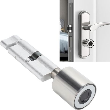 Serrure intelligente avec cylindre de déverrouillage par empreinte digitale Bluetooth en acier inoxydable pour portes intérieures en aluminium de sécurité - Hauteur du cylindre inférieure à 32 mm