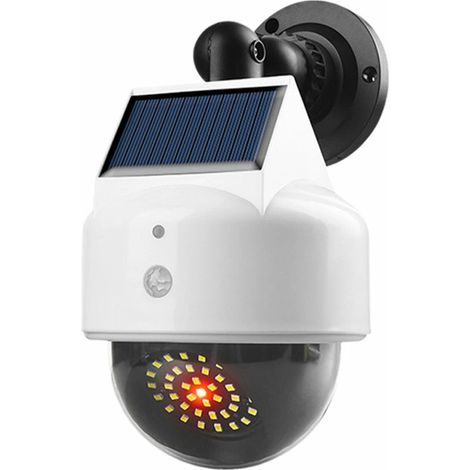 Caméra de surveillance factice solaire avec LED, fausse caméra extérieure style CCTV, dispositif factice de sécurité pour jardin, 2 pièces (1/3)