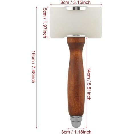Lederhammer mit Holzgriff und Nylonkopf, Werkzeug für DIY-Lederschnitzereien und Lederhandwerk (1/4)