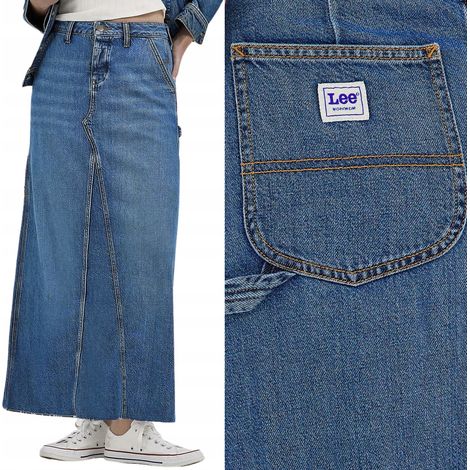Lee Carpenter Rock Arbeitskleidung Kobaltglanz langer Jeansrock W28 (1/5)