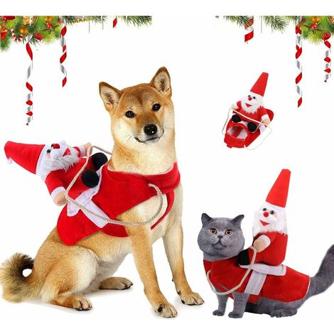 Manteau Père Noël Chien, Costume de Père Noël Chien et Chat, Déguisement de Père Noël pour Chien, Vêtements de Noël pour Animaux de Compagnie, Père Noël Chien.,- Lefou (1/5)