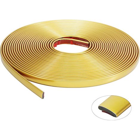 Tiras decorativas autoadhesivas de PVC, aptas para paredes, espejos, suelos, armarios, etc., 15 mm x 5 m, color dorado. (1/5)