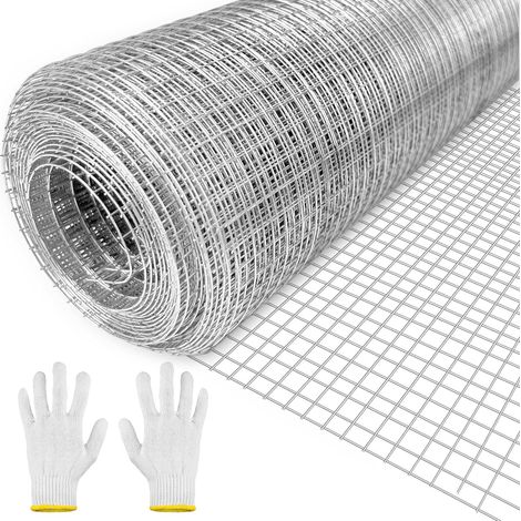 Grillage métallique à mailles fines, 40 cm x 5 m, grillage anti-taupes pour parterre surélevé, rouleau de grillage galvanisé, largeur des mailles 6 mm, grillage métallique utilisé comme grillage pour (1/5)