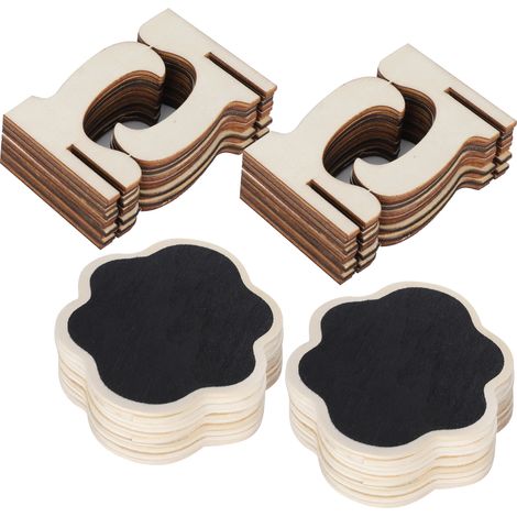 Lot de 2 pancartes en bois mini ardoises noires pour décoration mariage fête (1/5)