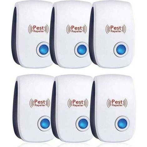 Repulsif Ultrasons, Ultrason Souris Lot de 6, Ultrason Souris et Rat Efficace Contre Souris,Rats,Mouches,Moustiques,Insectes Nuisibles,Araignées,Cafards, Sûr et Non Toxique