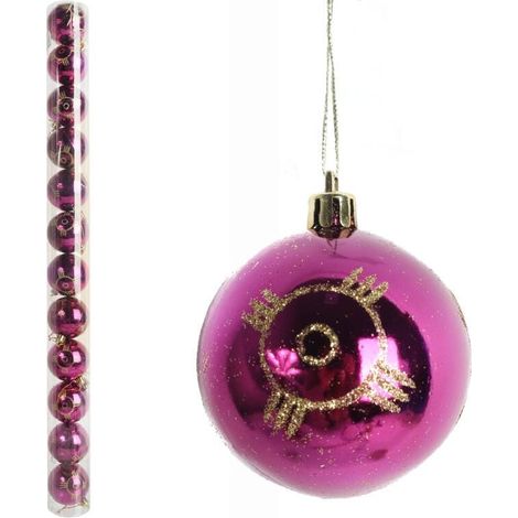 Set mit 12 Kunststoffkugeln, 6 cm, rosa (1/3)