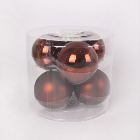TrendLine Weihnachtskugeln aus Glas Ø 8 cm espresso 6 Stück Weihnachtskugel