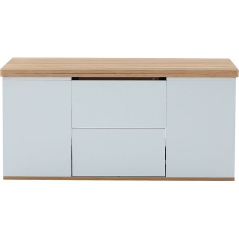 Multifunktionaler höhenverstellbarer Couchtisch weiß und Holzoptik 100 x 51 x 47 cm (1/5)