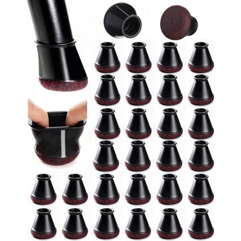 Protections pour pieds de chaise – Embouts de pieds de chaise – Avec patins en feutre – Anti-rayures et insonorisants – Antidérapants – Pour chaises, tables et meubles – Taille S – Lot de 32 pièces no (1/5)