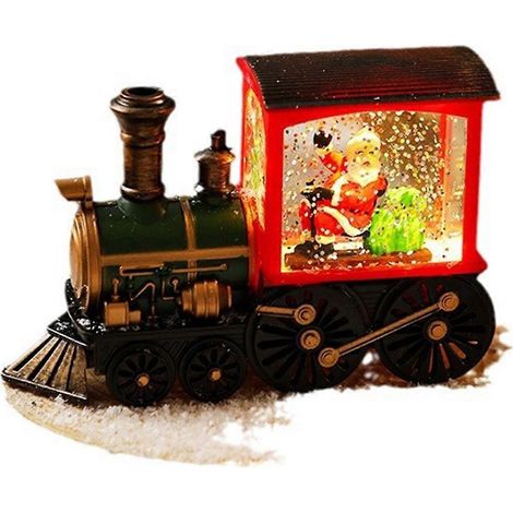 Boule de cristal décorative, veilleuse LED, train, Père Noël peint -- (1/5)