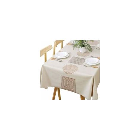 Wasserdichte, rechteckige PVC-Tischdecke, 140 x 220 cm, flecken- und ölabweisend, beige, für Küche, Café und Esszimmer - Crezuo (1/4)