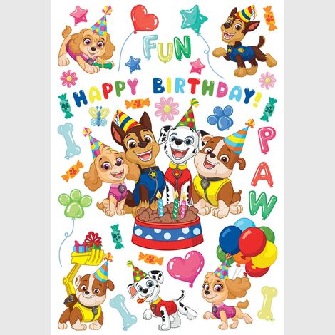 Sticker - Pat' Patrouille : Joyeux anniversaire au gâteau - 42,5x65 cm