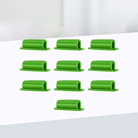 Lot de 10 petits porte-stylos portables et auto-adhésifs, de couleur verte, pour une utilisation sur bureau. (1/5)