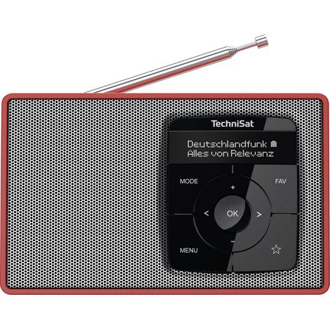 TechniSat DIGITRADIO 2 Tischradio DAB+, UKW DAB+, UKW, Bluetooth®  Weckfunktion Rot-Silber